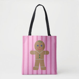 Fun and Fancy Pink Gingerbread Man Tote Bag