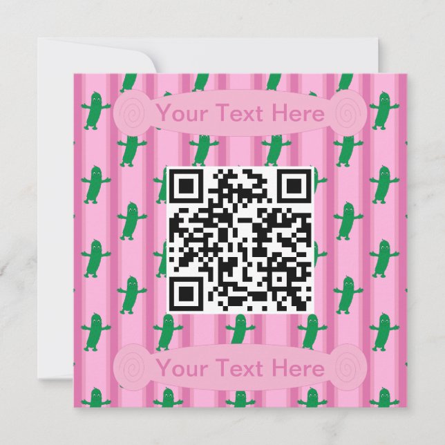 Fun and Fancy Pink Pickle QR Code Invitation (Front)