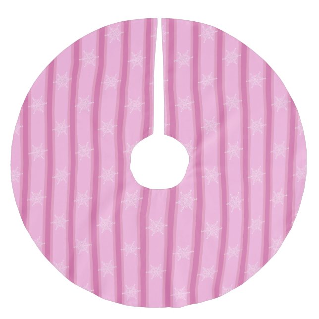Fun and Fancy Pink Snowflake Brushed Polyester Tree Skirt (Front)