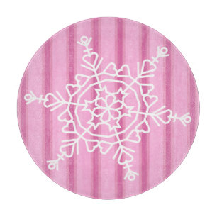 Fun and Fancy Pink Snowflake Cutting Board