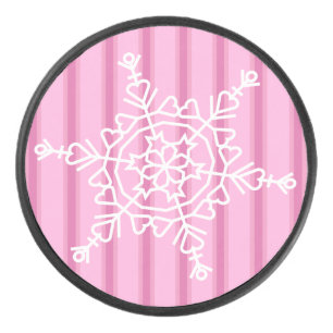 Fun and Fancy Pink Snowflake Hockey Puck