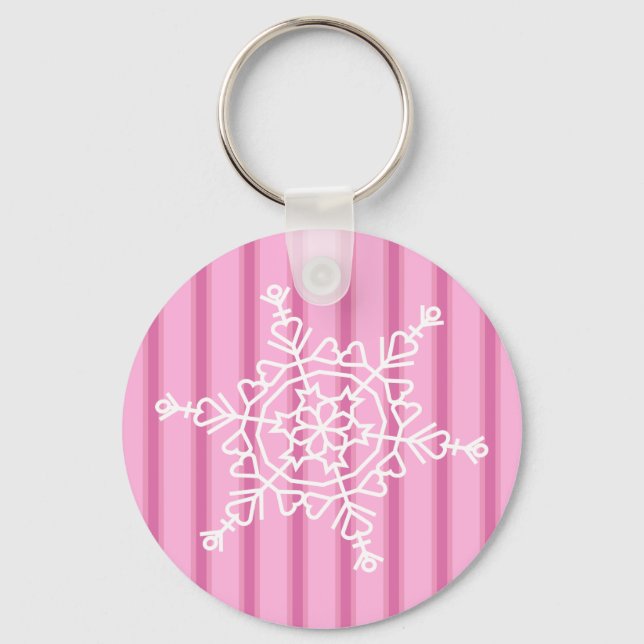 Fun and Fancy Pink Snowflake Key Ring (Front)