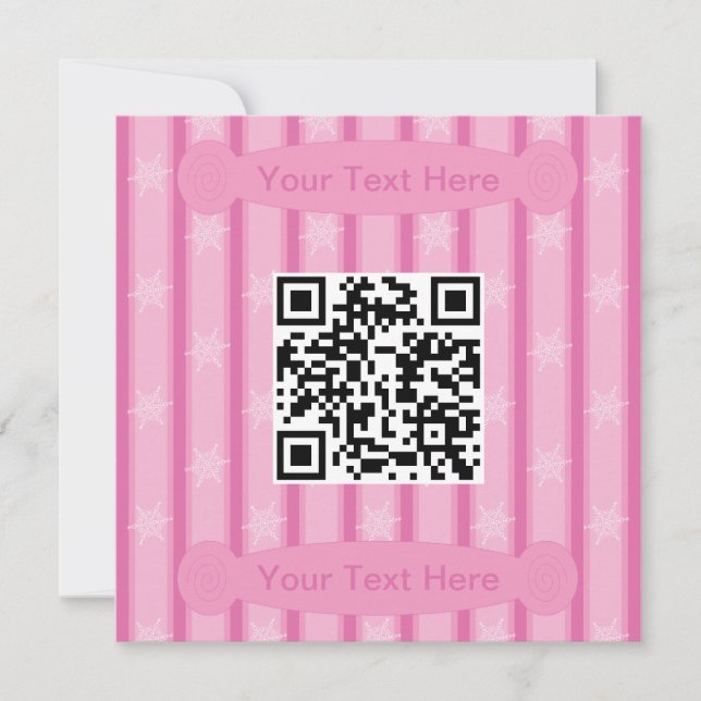 Fun and Fancy Pink Snowflake QR Code Invitation (Front)