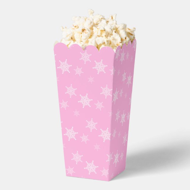 Fun and Fancy Pink Snowflakes Popcorn Favour Box (Popped)