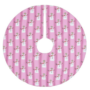 Fun and Fancy Pink Snowman Detective Brushed Polyester Tree Skirt