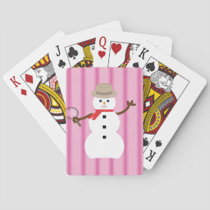Fun and Fancy Pink Snowman Detective Playing Cards