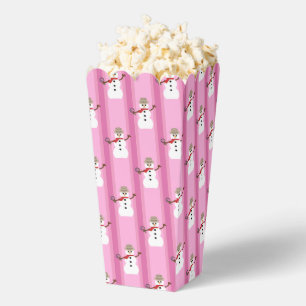 Fun and Fancy Pink Snowman Detective Popcorn Favour Box