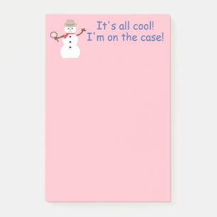 Fun and Fancy Pink Snowman Detective Post-it Notes