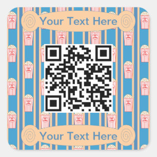 Fun and Fancy Popcorn QR Code Square Sticker