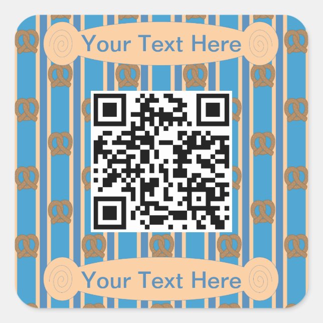 Fun and Fancy Pretzel QR Square Sticker (Front)