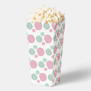 Fun and Fancy Red and Green Spirals Popcorn Favour Box