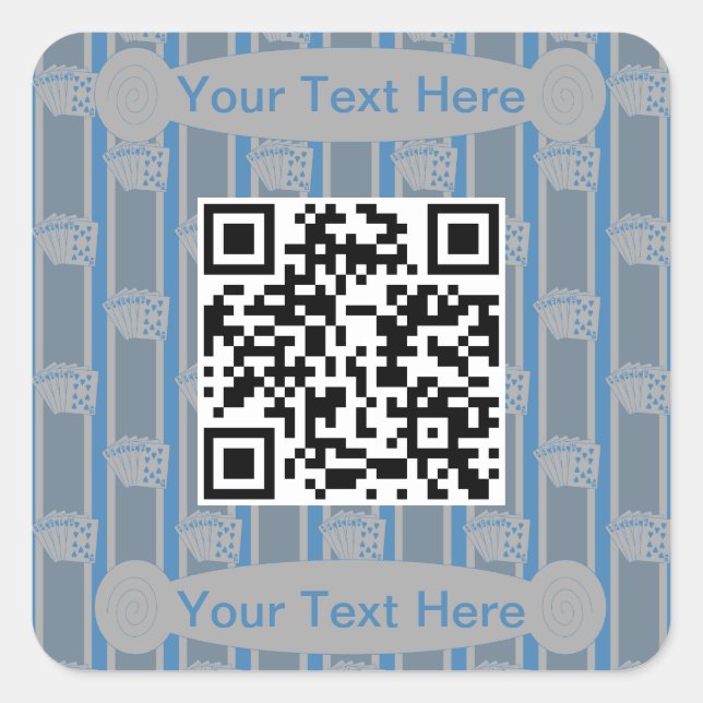 Fun and Fancy Royal Flush QR Code Square Sticker (Front)