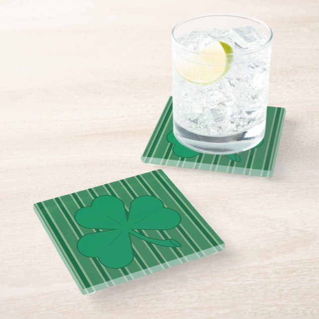 Fun and Fancy Shamrock Glass Coaster (Angled)