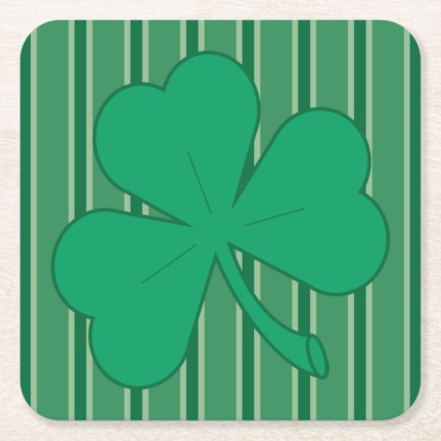 Fun and Fancy Shamrock Square Paper Coaster (Front)