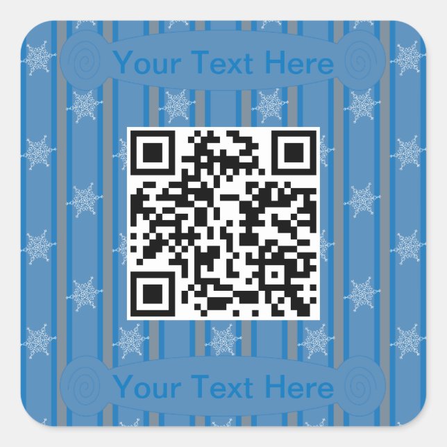 Fun and Fancy Snowflake QR Code Square Sticker (Front)