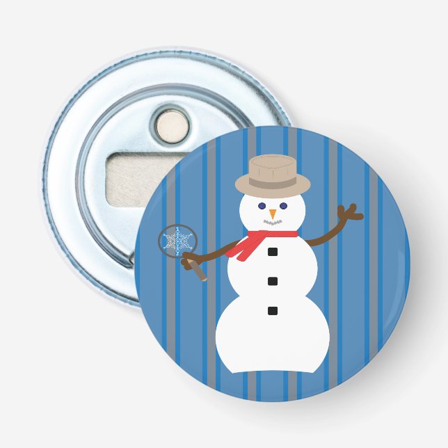 Fun and Fancy Snowman Detective Bottle Opener (Front)