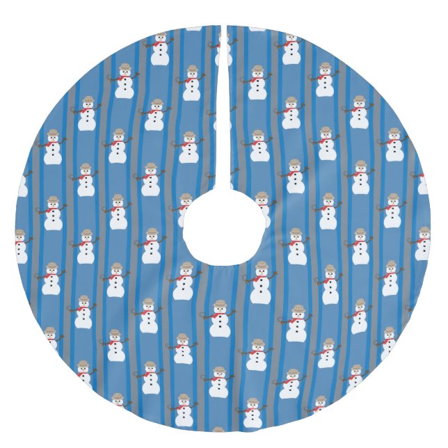 Fun and Fancy Snowman Detective Brushed Polyester Tree Skirt (Front)