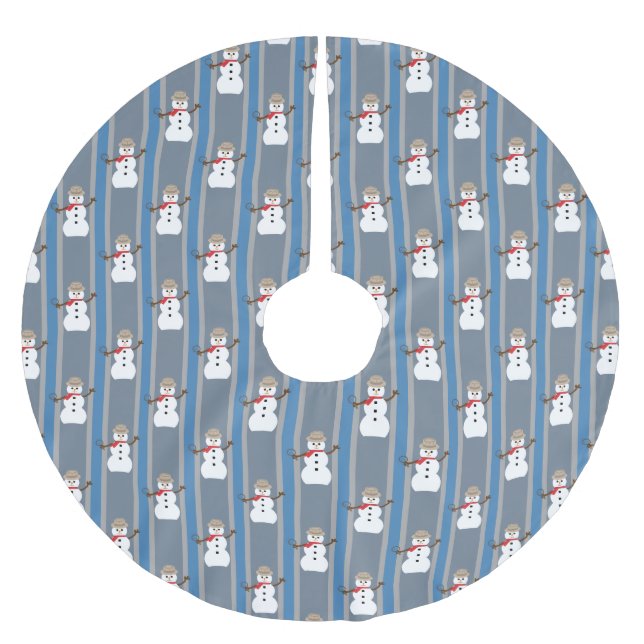 Fun and Fancy Snowman Detective Brushed Polyester Tree Skirt (Front)