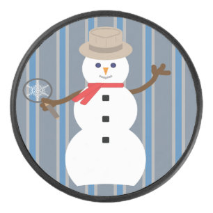 Fun and Fancy Snowman Detective Hockey Puck