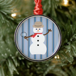 Fun and Fancy Snowman Detective Metal Ornament