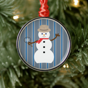Fun and Fancy Snowman Detective Metal Ornament