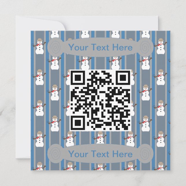 Fun and Fancy Snowman Detective QR Code Invitation (Front)