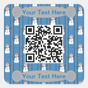 Fun and Fancy Snowman Detective QR Code Square Sticker