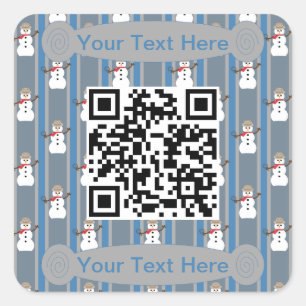 Fun and Fancy Snowman Detective QR Code Square Sticker