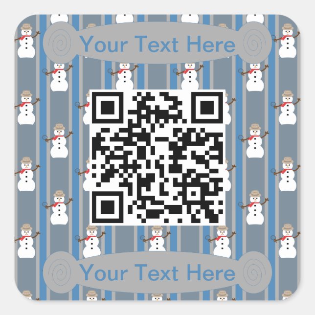 Fun and Fancy Snowman Detective QR Code Square Sticker (Front)