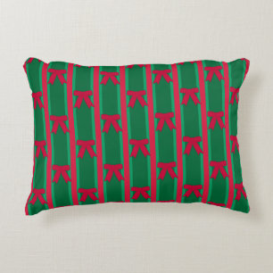 Fun and Fancy Striped Christmas Bow Pillow