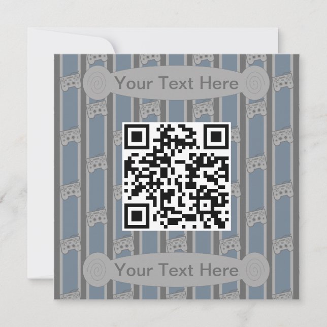 Fun and Fancy Video Game Controller QR Code Invitation (Front)