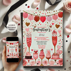 Fun and Festive Dessert Galentine's Day Party Invitation