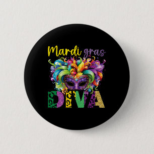 Fun And Festive Mardi Gras Diva Eye-catching Desig 6 Cm Round Badge