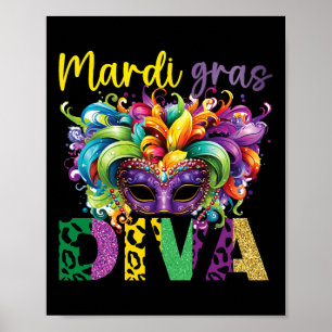Fun And Festive Mardi Gras Diva Eye-catching Desig Poster