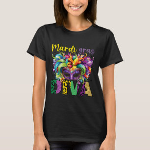 Fun And Festive Mardi Gras Diva Eye-catching Desig T-Shirt