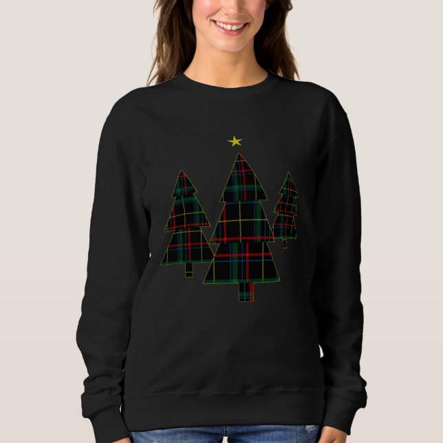 Fun and Festive Plaid Christmas Tree Holiday Sweatshirt (Front)