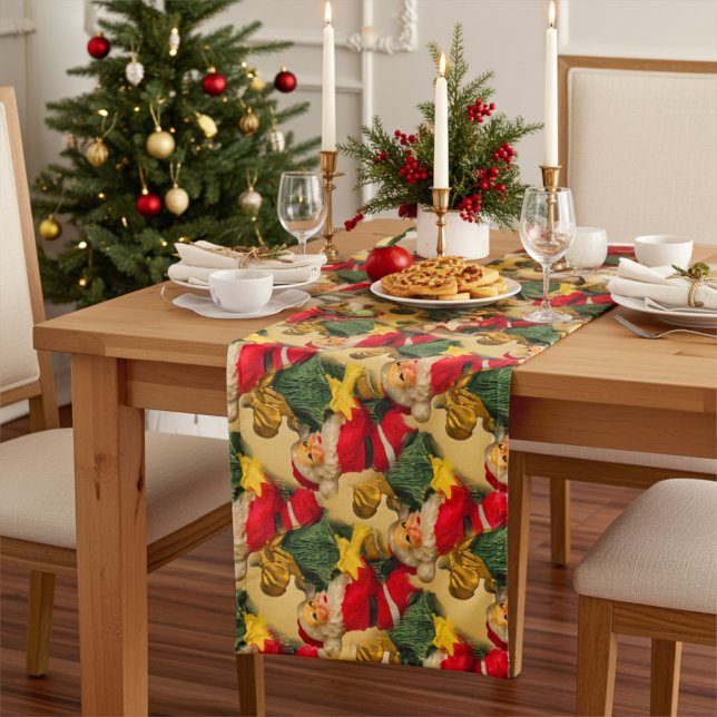 Fun and Festive Santa and Christmas Tree Pattern Long Table Runner (Creator Uploaded)