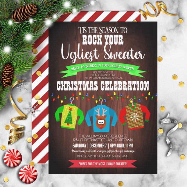 Fun and Festive Ugly Christmas Sweater Party Invitation (Creator Uploaded)