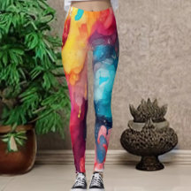 Fun and Fierce colourful Watercolor  Print Legging