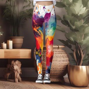 Fun and Fierce colourful Watercolor Print Leggings