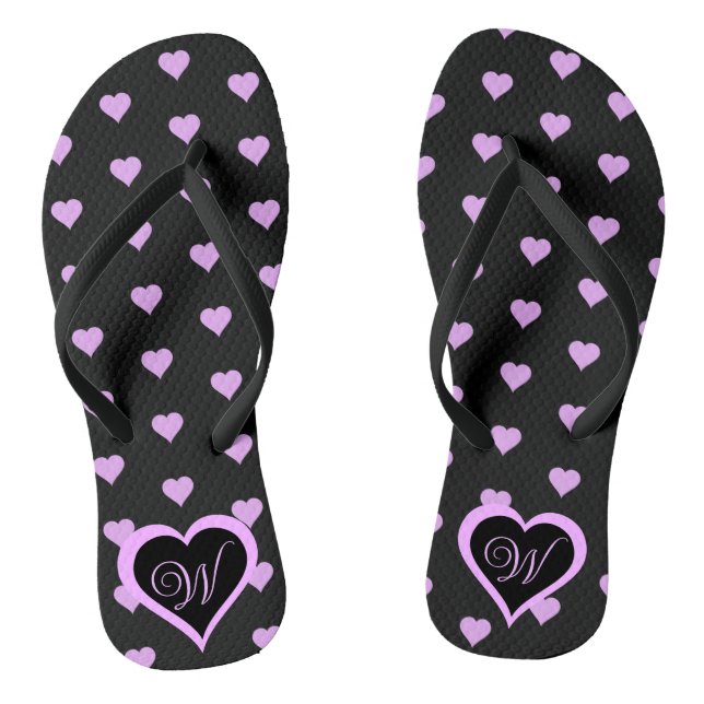 Fun and Flirty Pink Hearts Personalised Thongs (Footbed)