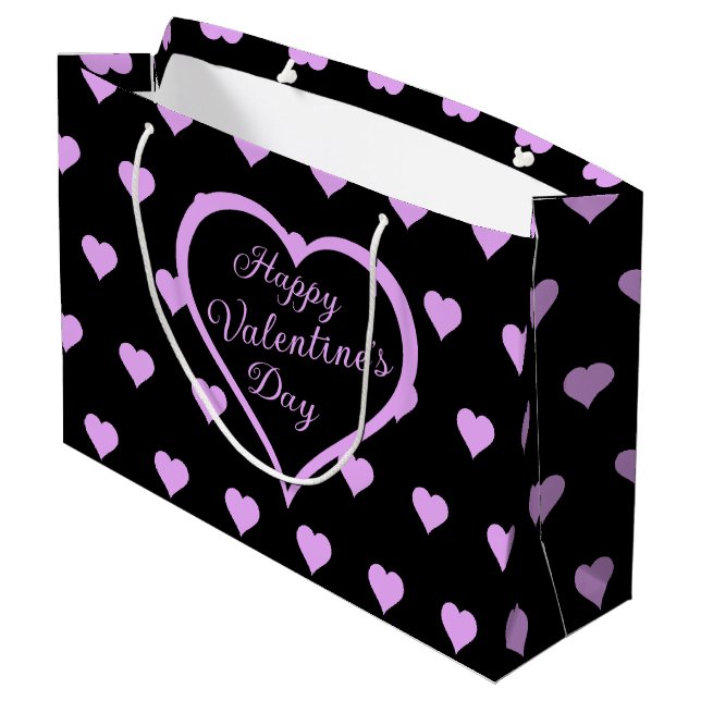 Fun and Flirty Pink Hearts Valentine's  Large Gift Bag (Back Angled)