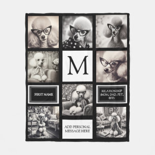 Fun and Forever Black and White 8 Photo Collage Fleece Blanket