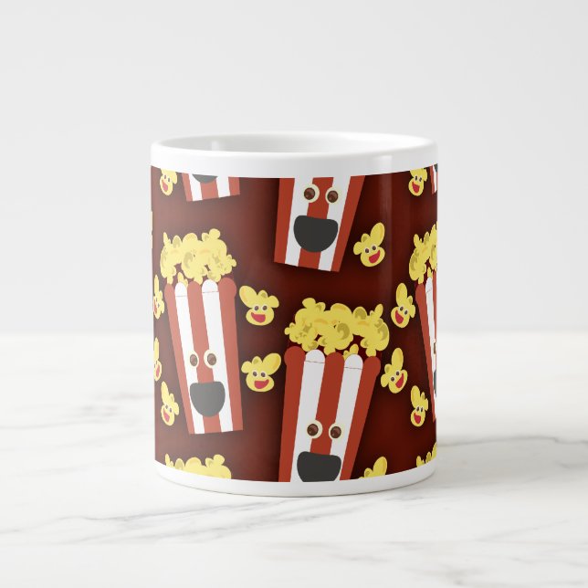 Fun and Fresh Movie Popcorn Illustrated Pattern Large Coffee Mug (Front)