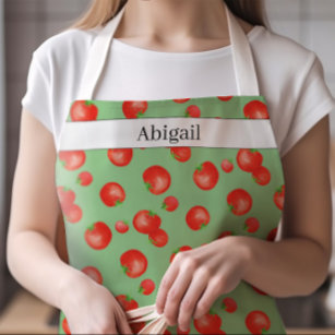Fun and Fresh Watercolor Tomatoes Pattern and Name Apron