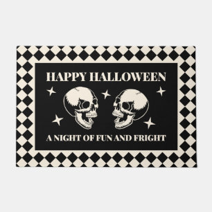 Fun and Fright Skull Black Halloween Doormat