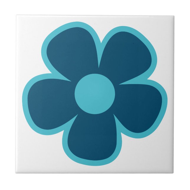 Fun and Funky 60s 70s Retro Flower Ceramic Tile (Front)