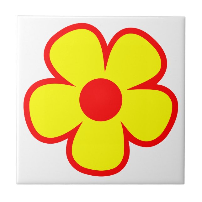 Fun and Funky 60s 70s Retro Flower Ceramic Tile (Front)