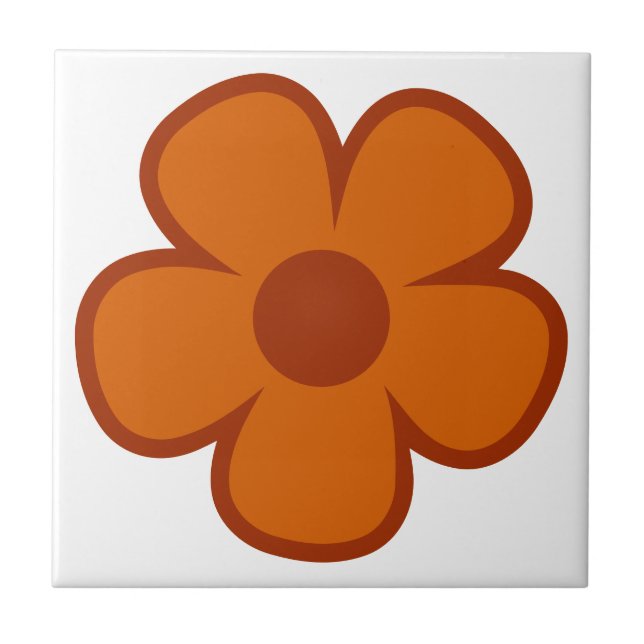 Fun and Funky 60s 70s Retro Flower Ceramic Tile (Front)