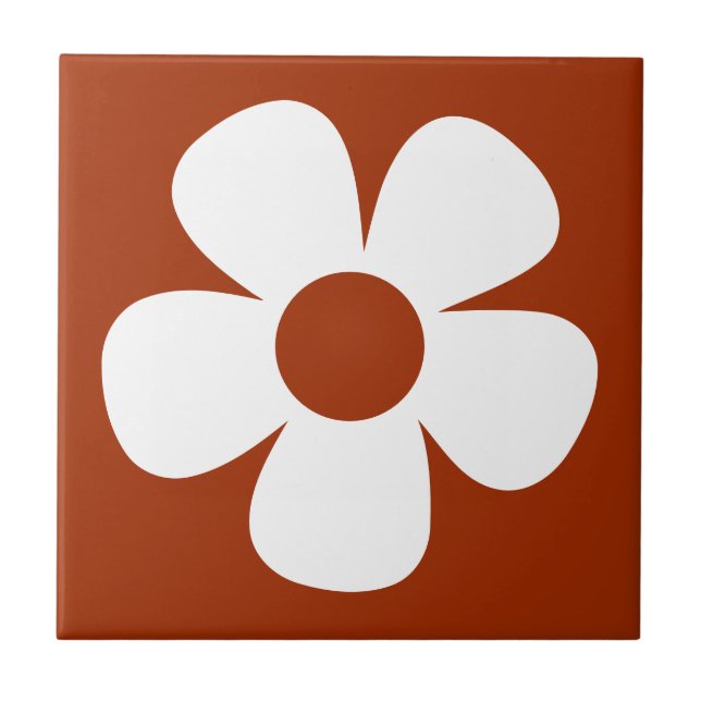Fun and Funky 60s 70s Retro Flower Ceramic Tile (Front)